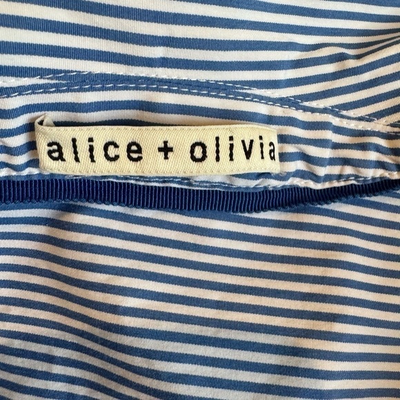 ALICE + OLIVIA Striped 3/4 Sleeve Exposed Zipper Poplin Crop Top Size XXS - Picture 3 of 5